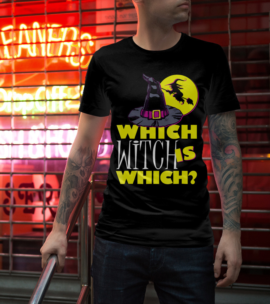 Which Witch Is Which Halloween Funny Witch Hat And Flying Witch T-Shirt