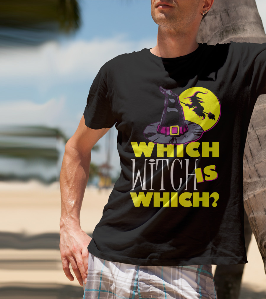 Which Witch Is Which Halloween Funny Witch Hat And Flying Witch T-Shirt
