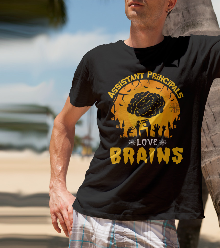 Assistant Principals Love Brains Halloween Zombie T-Shirt