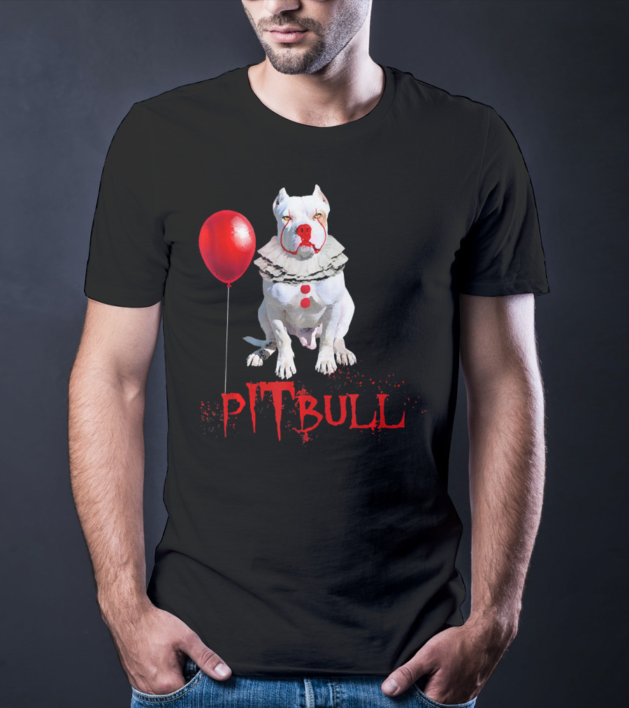 Pitbull IT Clown Balloon Halloween Day Horror T-Shirt