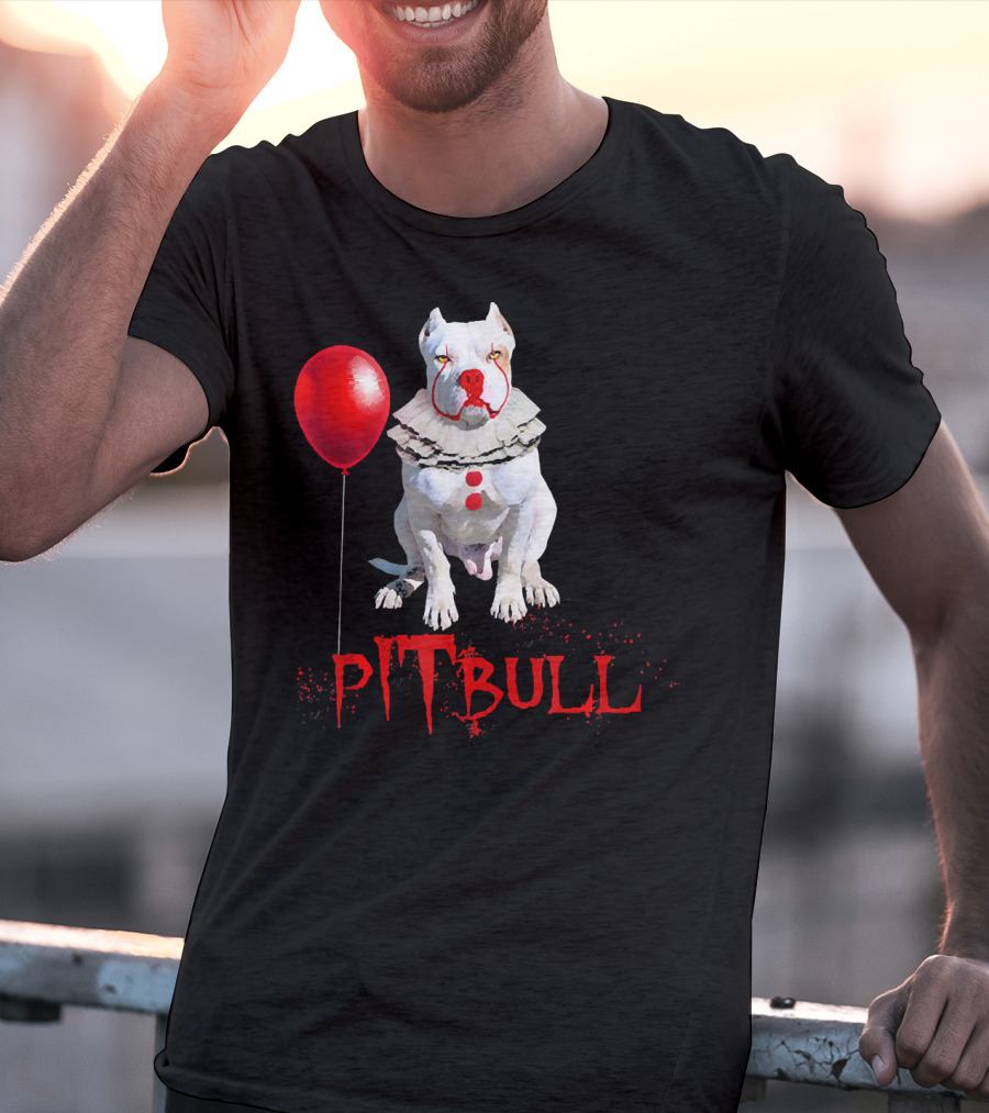 Pitbull IT Clown Balloon Halloween Day Horror T-Shirt
