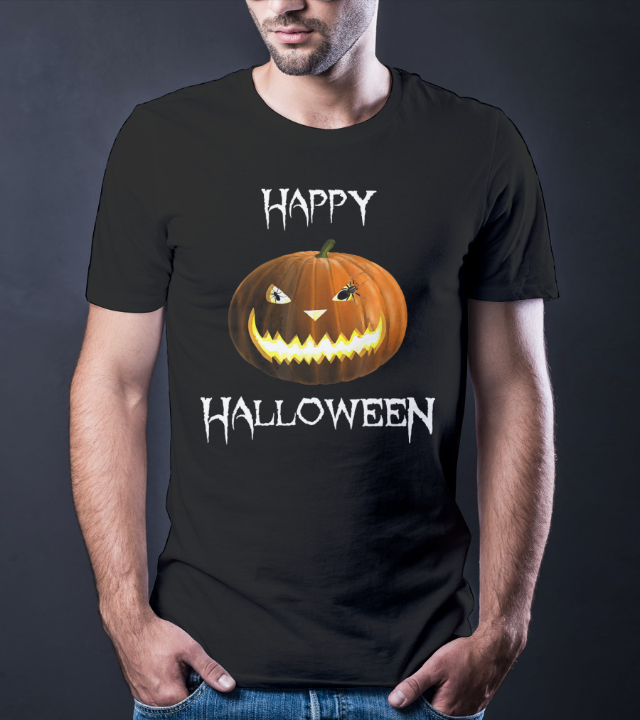 Happy Halloween Pumpkin And Spider Jack-O'-Lantern (D010 T-Shirt