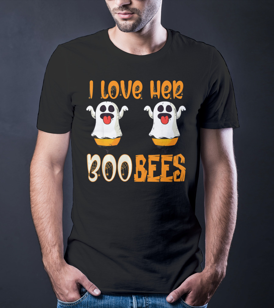 I Love Her Boo Bees Ghost Halloween Matching T-Shirt