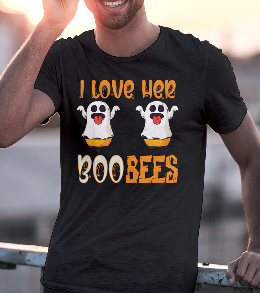 I Love Her Boo Bees Ghost Halloween Matching T-Shirt