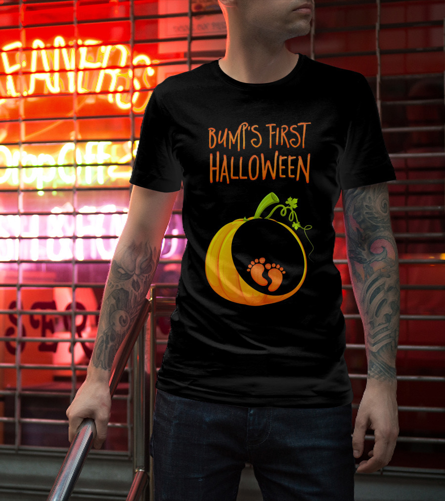 Bump's First Halloween Pumpkin Baby Feet T-Shirt
