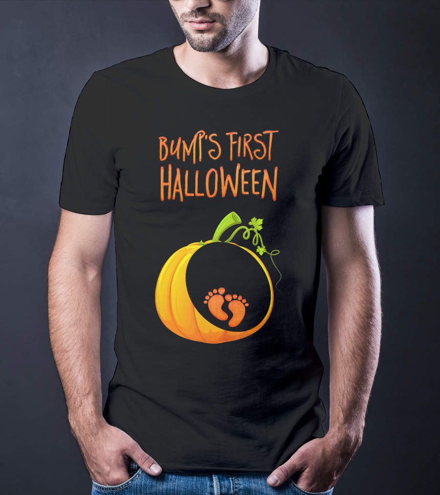 Bump's First Halloween Pumpkin Baby Feet T-Shirt