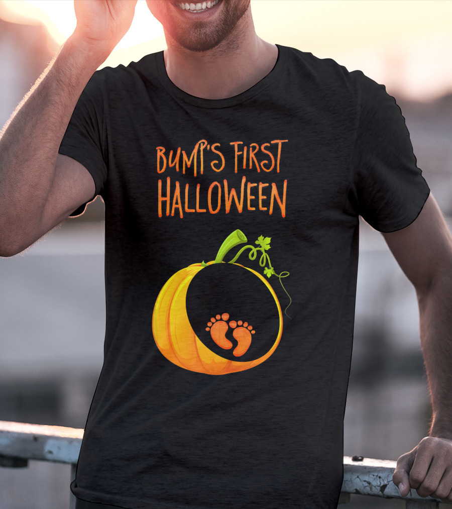 Bump's First Halloween Pumpkin Baby Feet T-Shirt