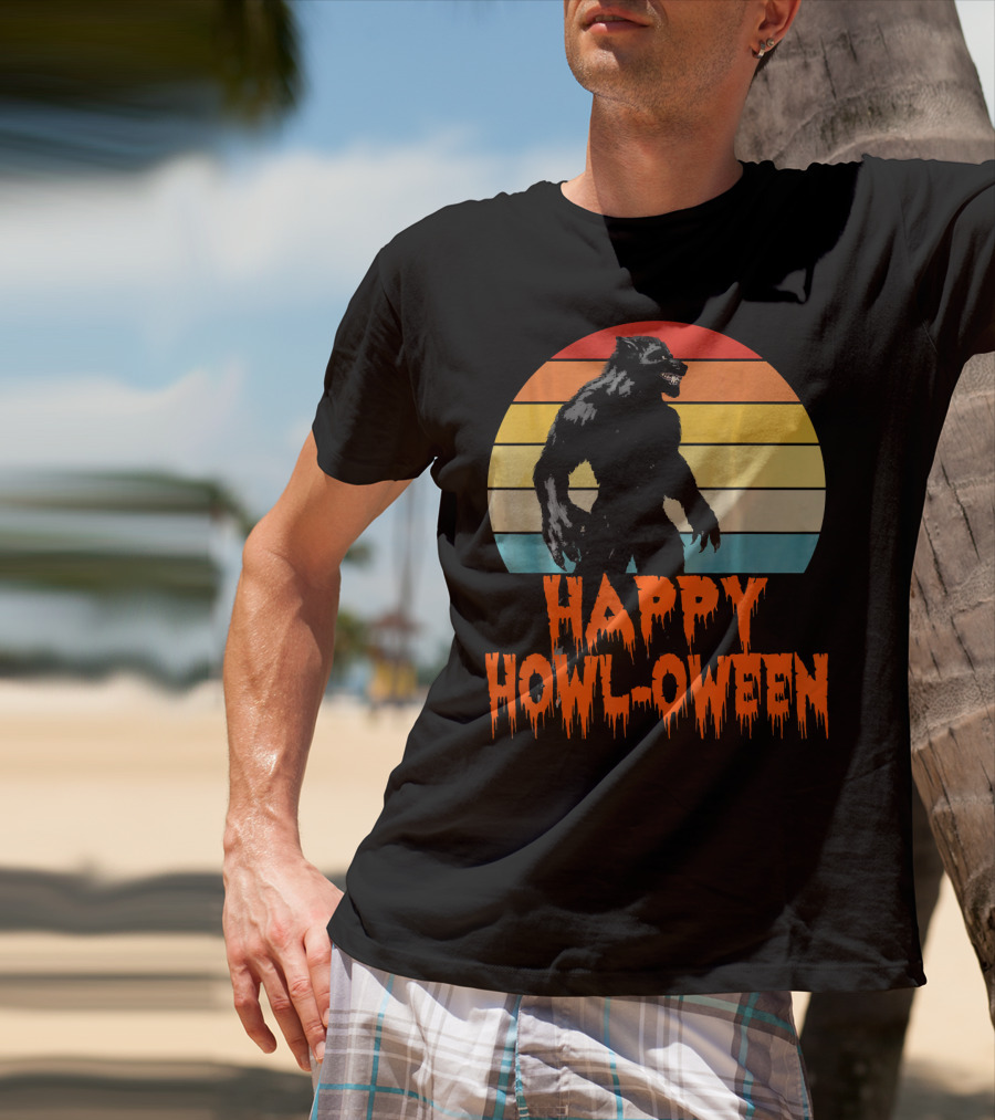 Happy Howl-Oween Werewolf Vintage Werewolves Halloween Co T-Shirt