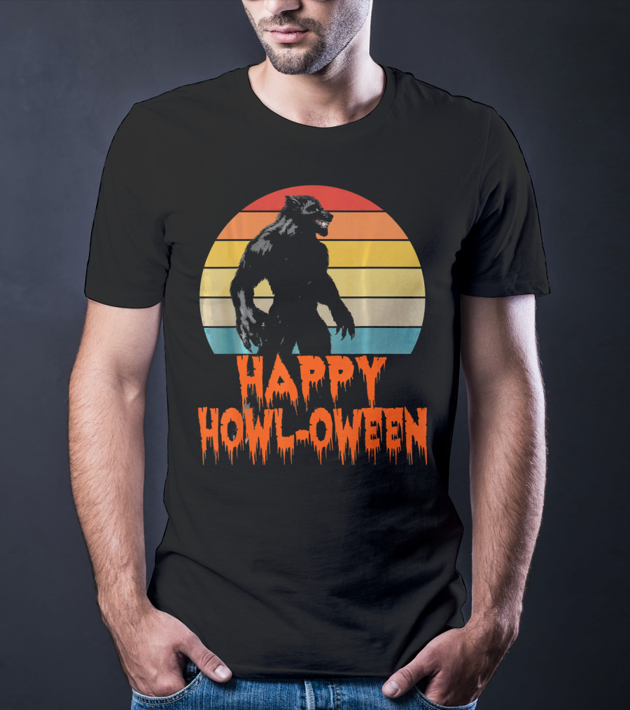 Happy Howl-Oween Werewolf Vintage Werewolves Halloween Co T-Shirt