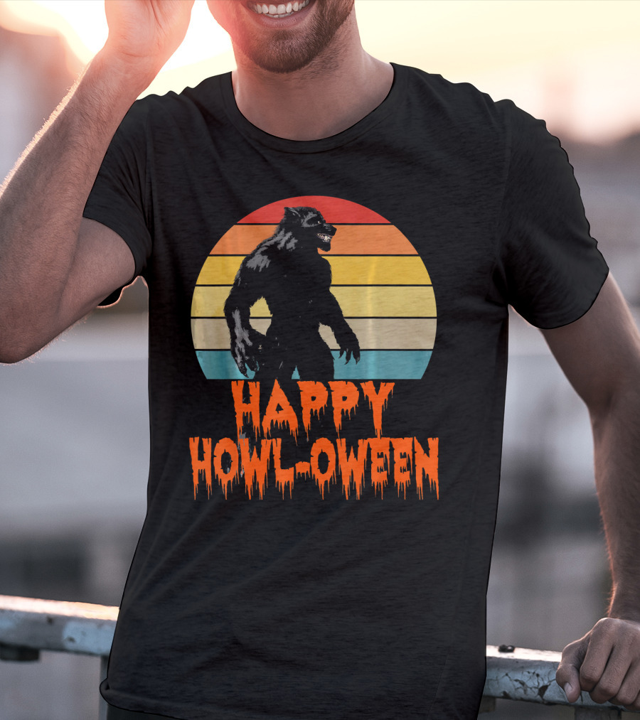 Happy Howl-Oween Werewolf Vintage Werewolves Halloween Co T-Shirt