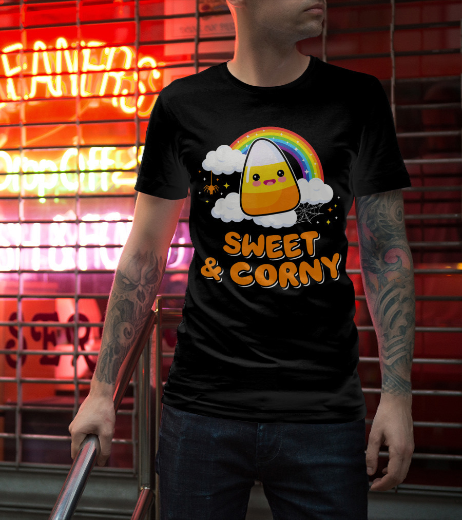 Sweet And Corny Cute Candy Corn Kawaii Halloween T-Shirt