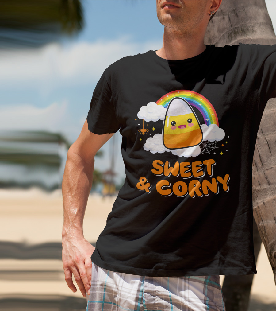 Sweet And Corny Cute Candy Corn Kawaii Halloween T-Shirt