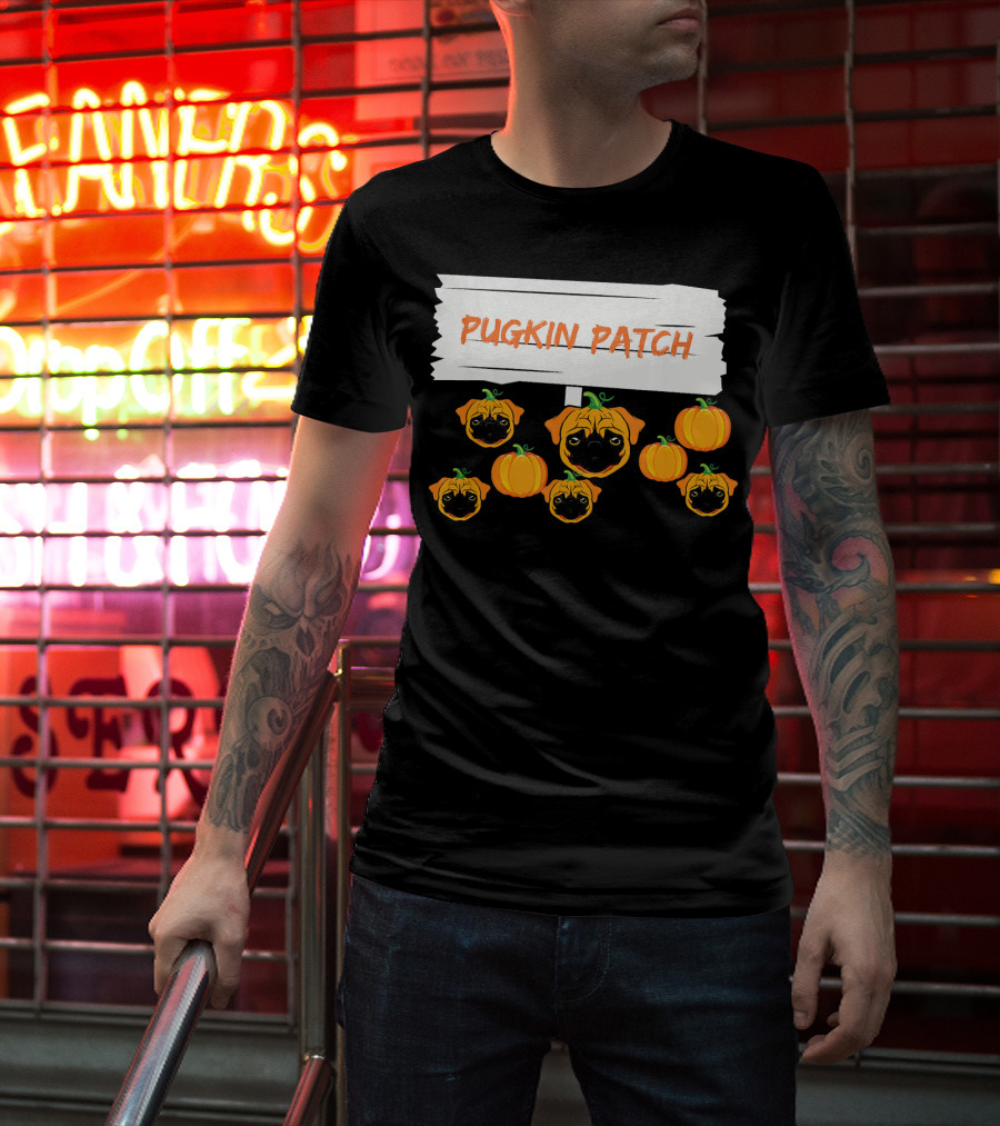 Pugkin Patch Halloween Pumpkin Pug Dog Lovers T-Shirt