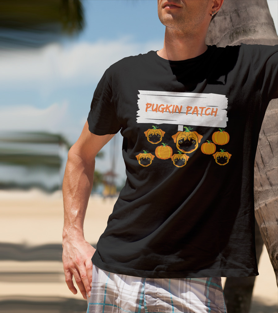 Pugkin Patch Halloween Pumpkin Pug Dog Lovers T-Shirt