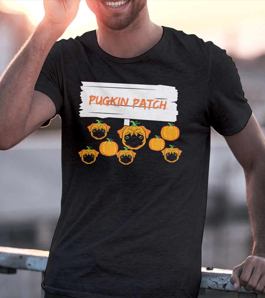 Pugkin Patch Halloween Pumpkin Pug Dog Lovers T-Shirt