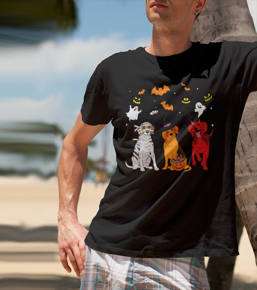 Halloween Beagle Dogs Mummy Witch Ghosts Bats T-Shirt