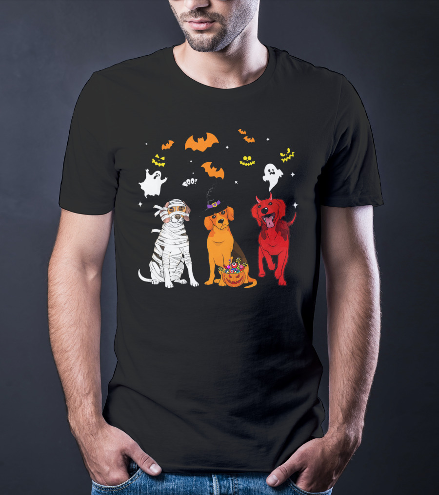 Halloween Beagle Dogs Mummy Witch Ghosts Bats T-Shirt