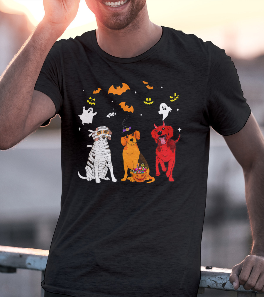 Halloween Beagle Dogs Mummy Witch Ghosts Bats T-Shirt