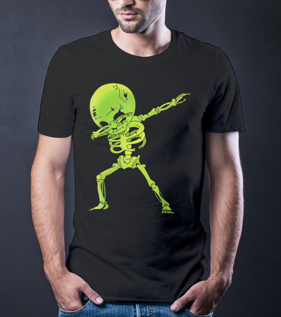 Skeleton Dabbing Zombie Halloween Moon T-Shirt
