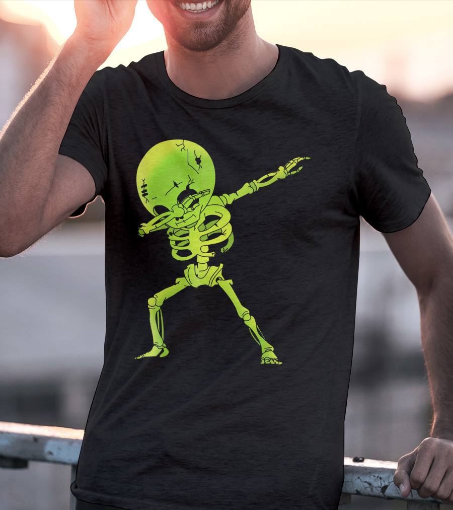 Skeleton Dabbing Zombie Halloween Moon T-Shirt