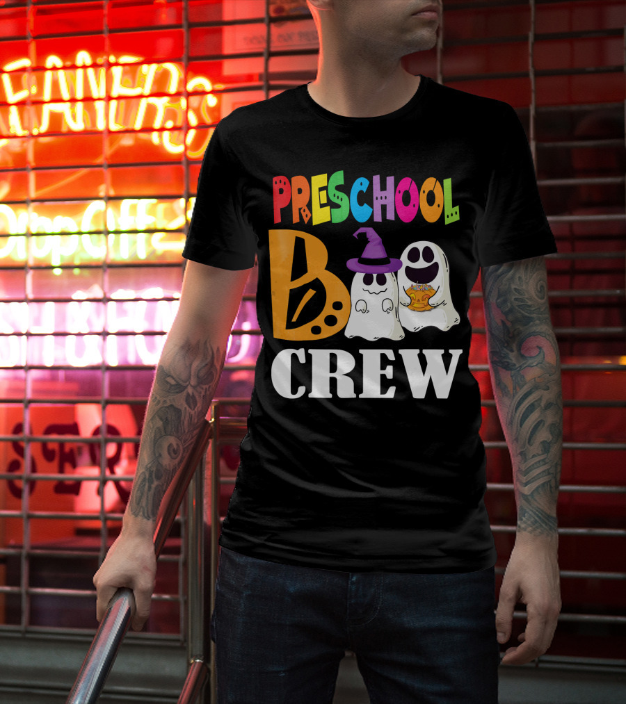 Preschool Boo Crew Smile Ghost Witch Pumpkin T-Shirt