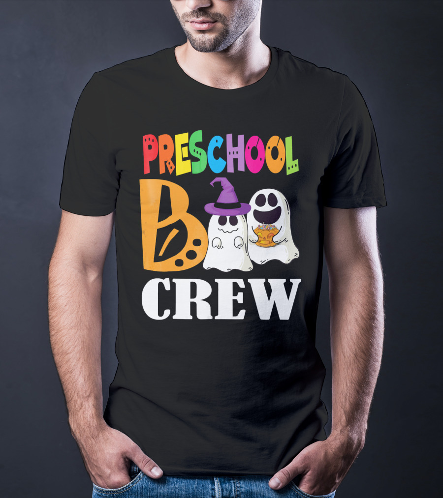 Preschool Boo Crew Smile Ghost Witch Pumpkin T-Shirt