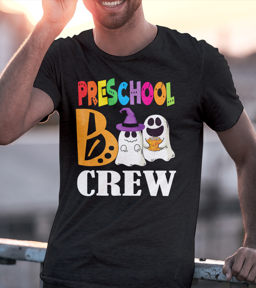 Preschool Boo Crew Smile Ghost Witch Pumpkin T-Shirt
