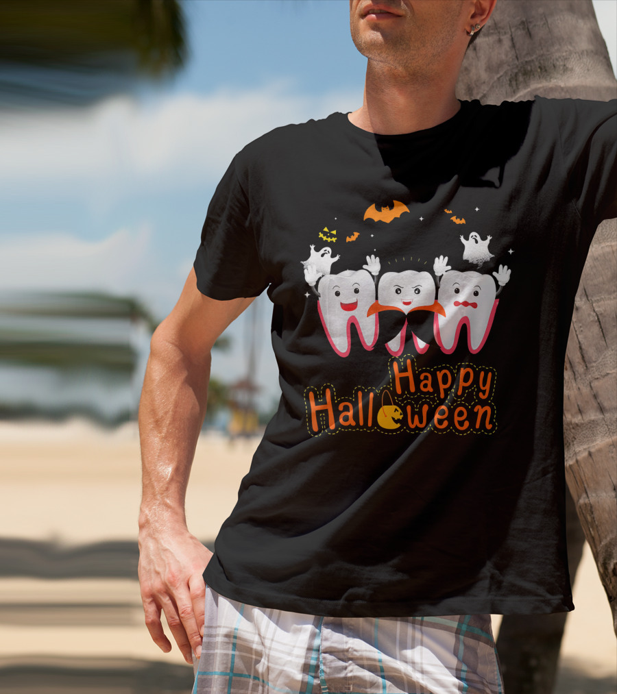 Happy Halloween Funny Ghosts And Teeth T-Shirt