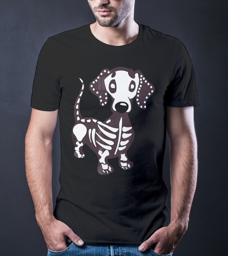 Dachshund Skeleton Skull Creepy Canine Bone T-Shirt