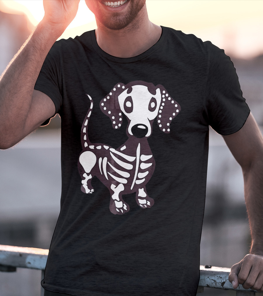 Dachshund Skeleton Skull Creepy Canine Bone T-Shirt
