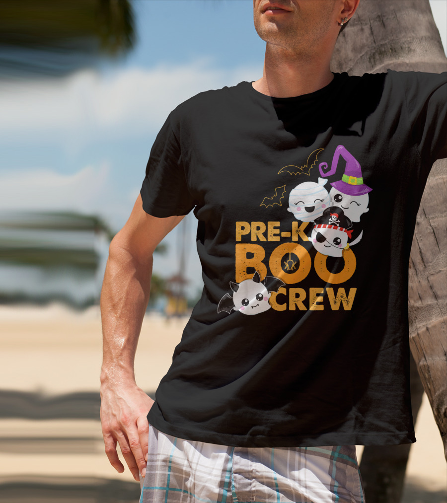 Pre-K Boo Crew Fun Halloween Teach Ghosts And Bats T-Shirt