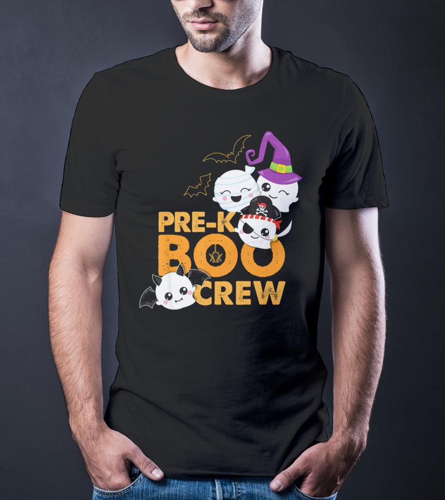 Pre-K Boo Crew Fun Halloween Teach Ghosts And Bats T-Shirt