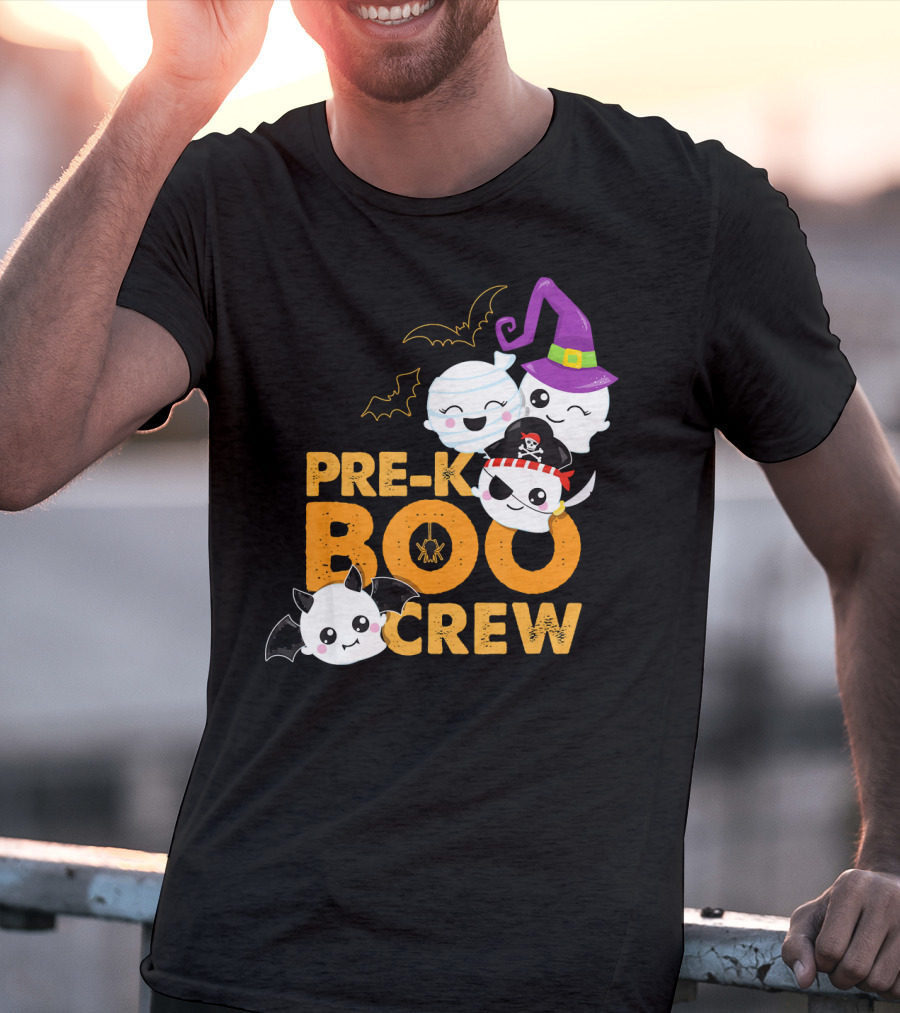 Pre-K Boo Crew Fun Halloween Teach Ghosts And Bats T-Shirt