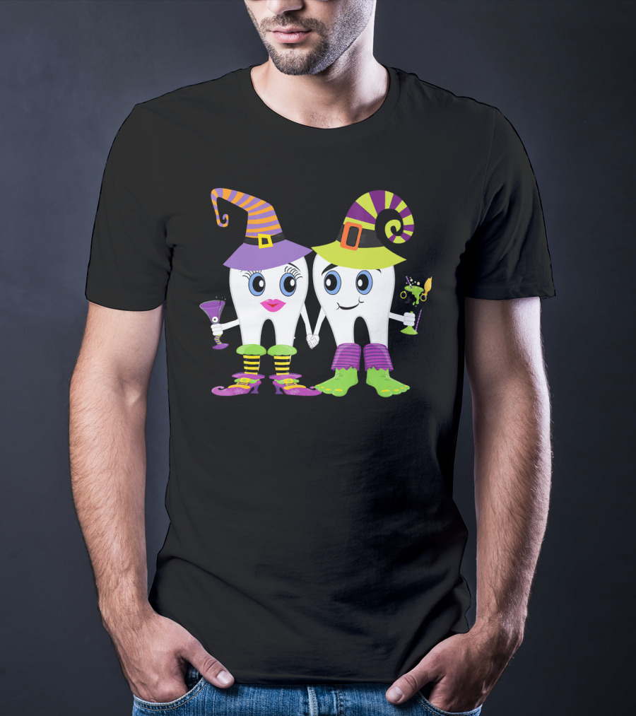 Witchy Tooth Couple Halloween Humor For Dentists T-Shirt