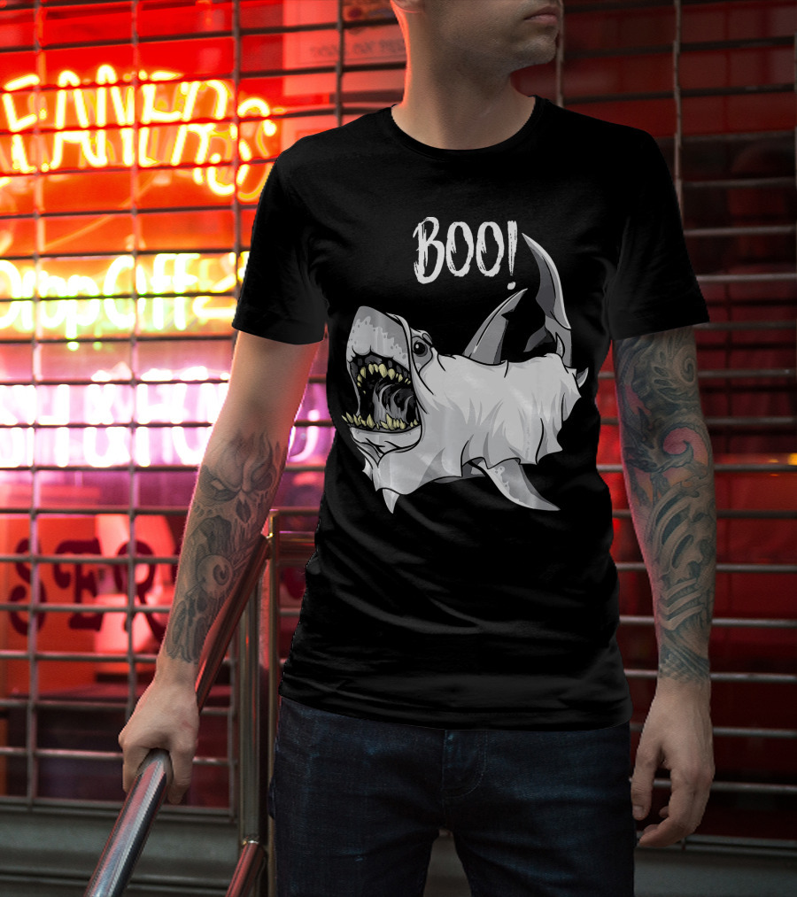 BOO Great White Shark Ghost T-Shirt