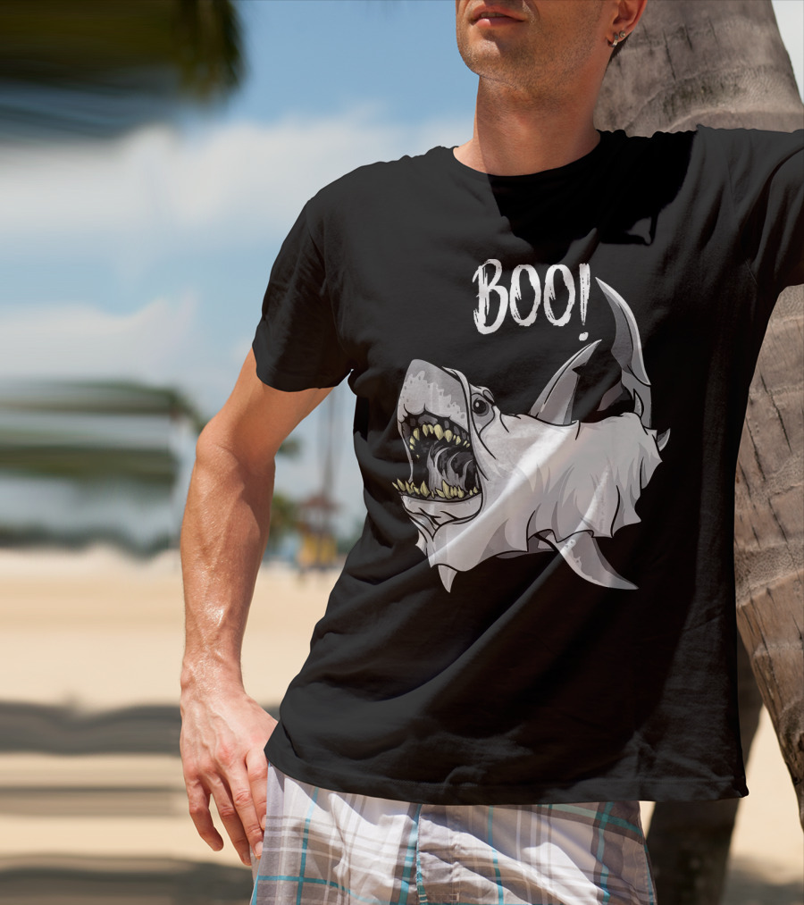 BOO Great White Shark Ghost T-Shirt