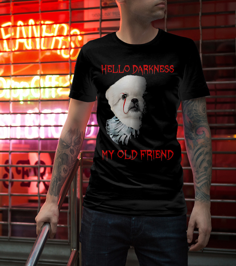 Halloween Hello Darkness My Old Friend Creepy Clown Dog T-Shirt