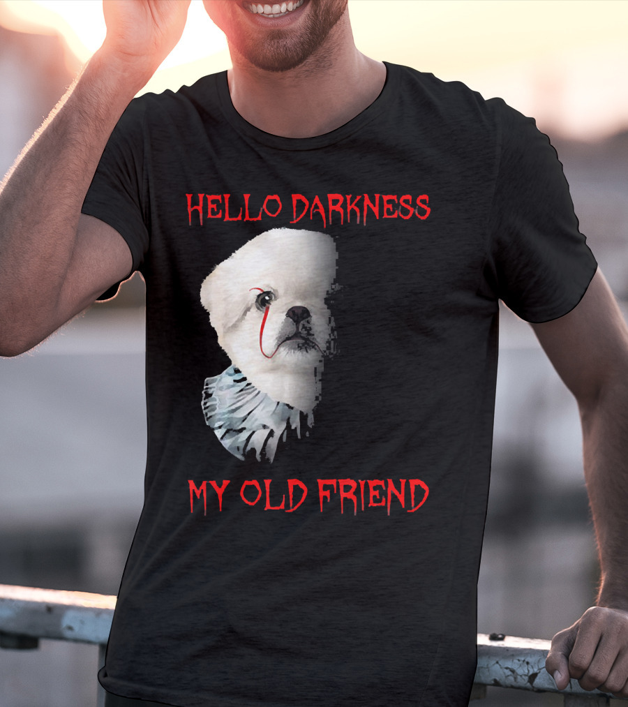 Halloween Hello Darkness My Old Friend Creepy Clown Dog T-Shirt
