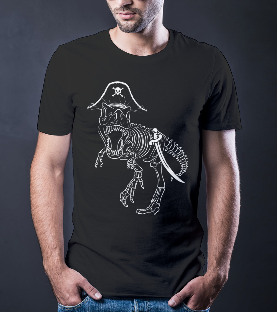 T-Rex Skeleton With Pirate Hat And Sword T-Shirt