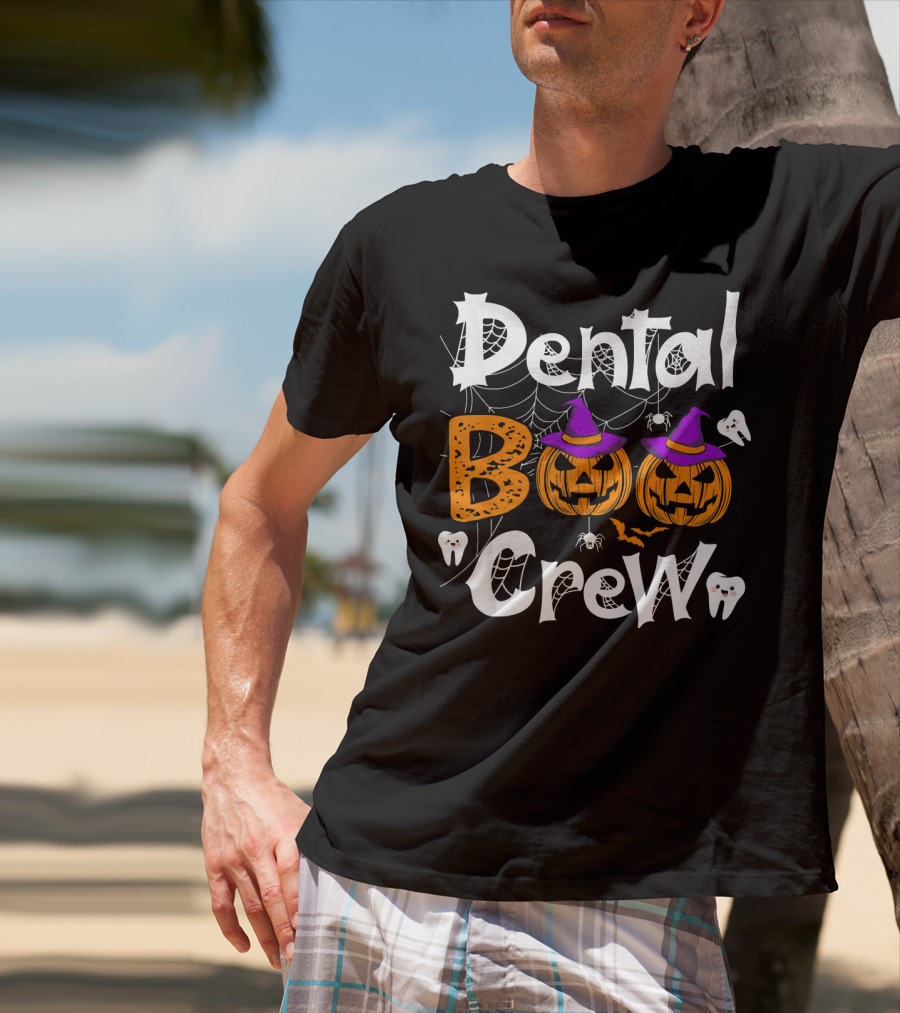 Dental Boo Crew Halloween Dental Humor Pumpkins Teeth Spiders T-Shirt