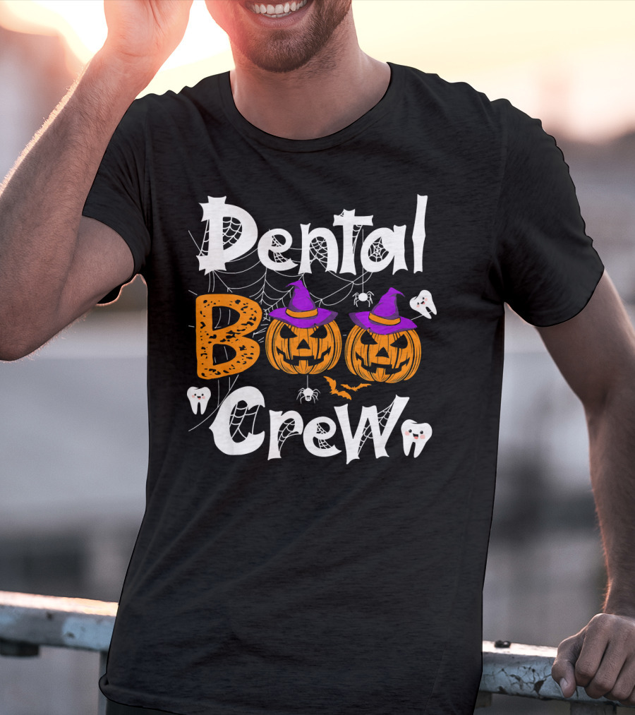 Dental Boo Crew Halloween Dental Humor Pumpkins Teeth Spiders T-Shirt