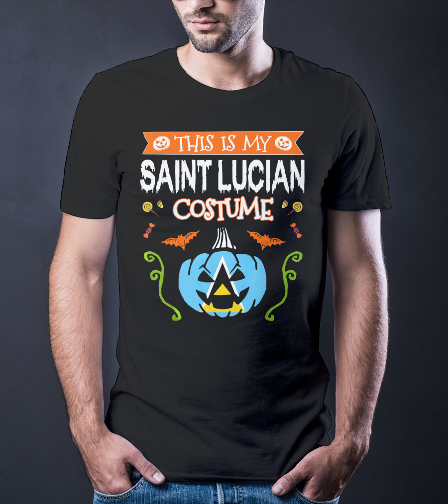 This Is My Saint Lucian Costume Halloween Pumpkin Bat T-Shirt