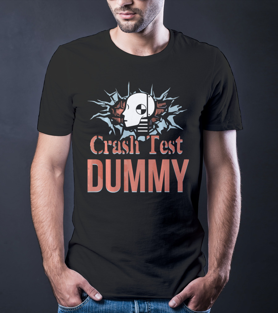 Crash Test Dummy Head Smashing Through Wall T-Shirt