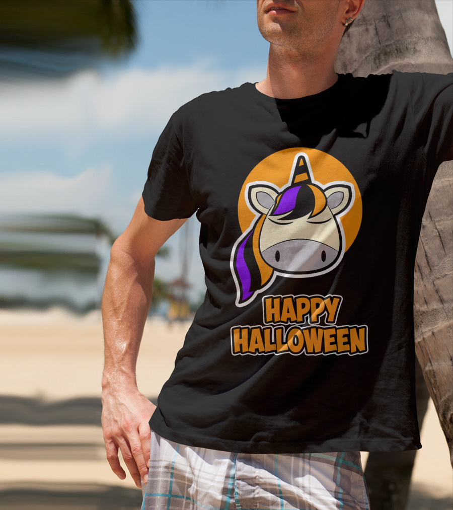 Happy Halloween Colorful Sleeping Unicorn T-Shirt
