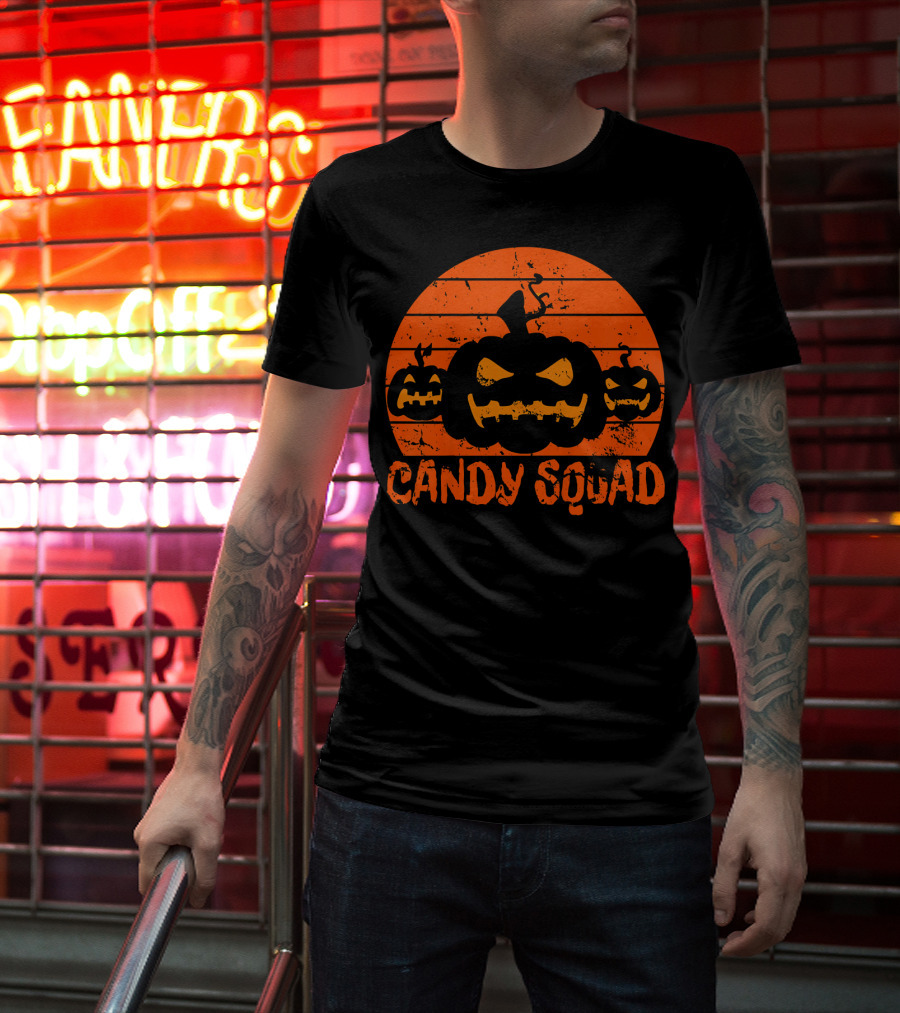 Candy Squad Scary Pumpkin Trick Halloween T-Shirt