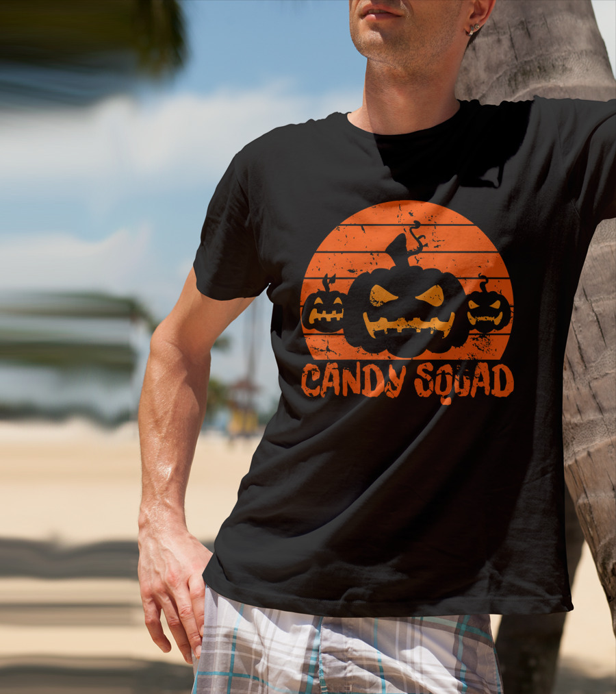 Candy Squad Scary Pumpkin Trick Halloween T-Shirt