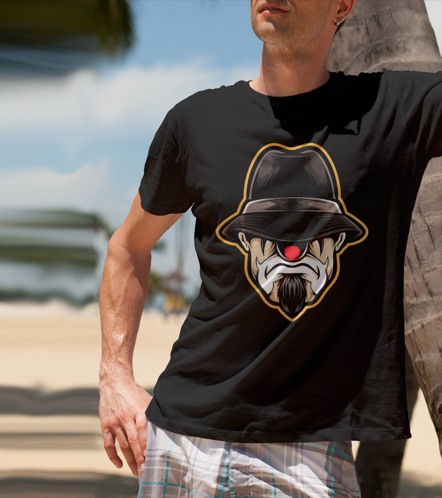 Halloween Scary Clown Cholo Gangster Hat Beard T-Shirt