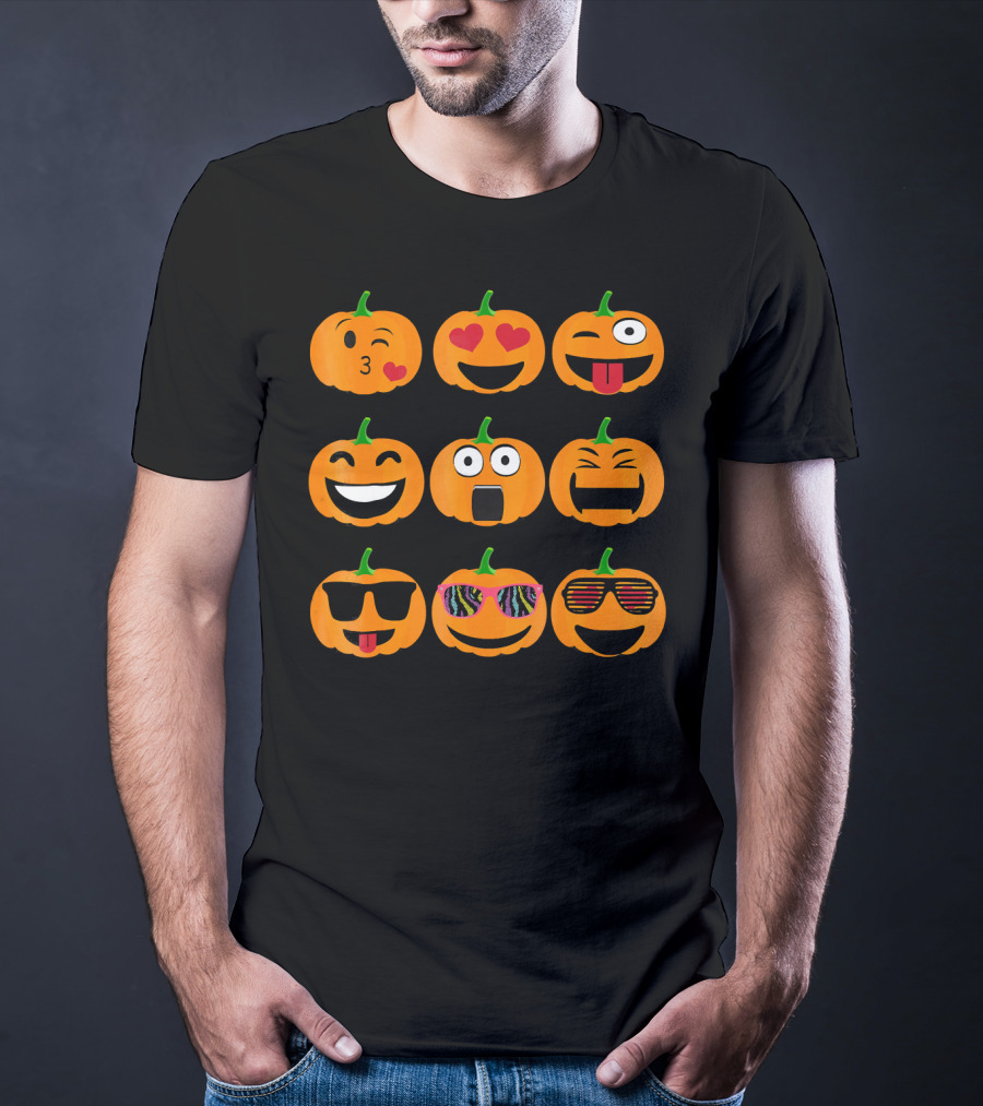 Emoji Pumpkin Jack O Lantern Expressions T-Shirt
