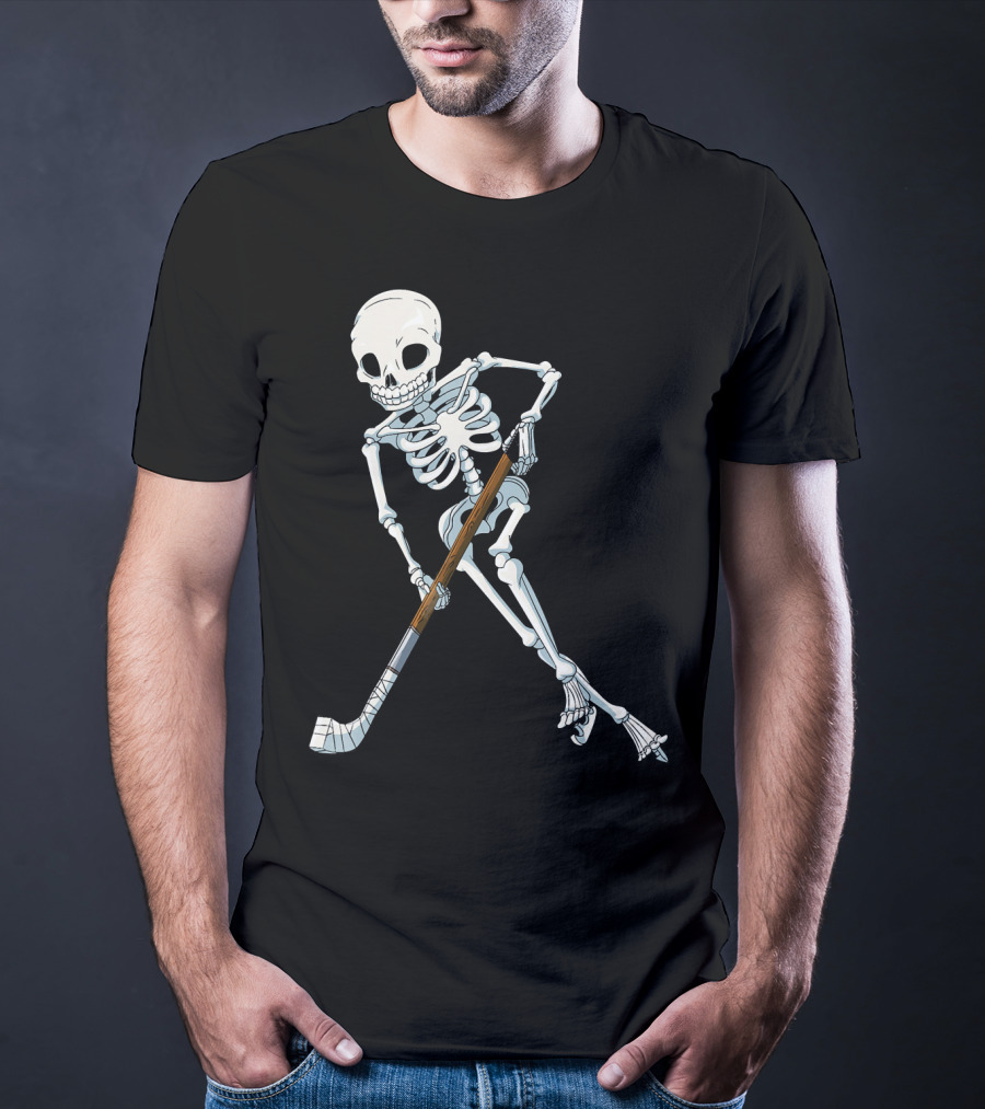Skeleton Hockey Player Iconic Skating Pose T-Shirt
