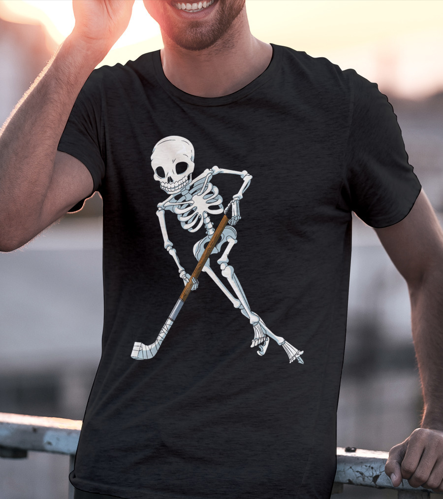 Skeleton Hockey Player Iconic Skating Pose T-Shirt